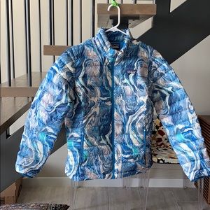 Patagonia women’s down jacket, size large.